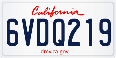 CA license plate 6VDQ219