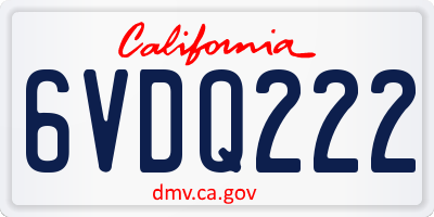 CA license plate 6VDQ222