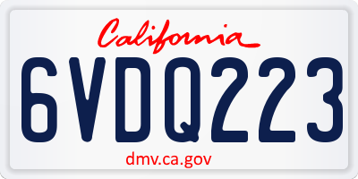 CA license plate 6VDQ223
