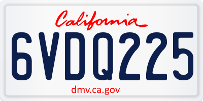 CA license plate 6VDQ225
