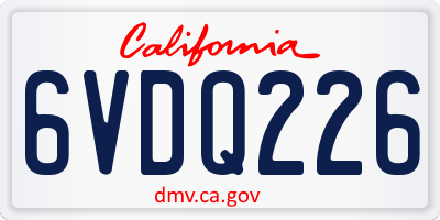CA license plate 6VDQ226