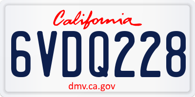 CA license plate 6VDQ228