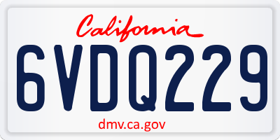 CA license plate 6VDQ229