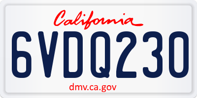 CA license plate 6VDQ230