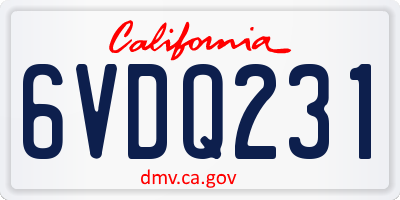 CA license plate 6VDQ231