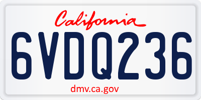CA license plate 6VDQ236