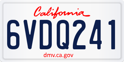 CA license plate 6VDQ241