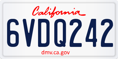 CA license plate 6VDQ242