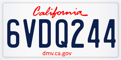 CA license plate 6VDQ244