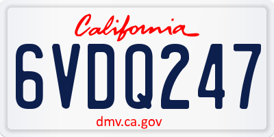 CA license plate 6VDQ247