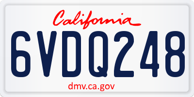 CA license plate 6VDQ248