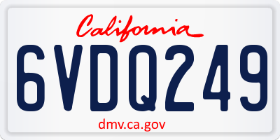 CA license plate 6VDQ249
