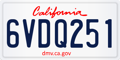 CA license plate 6VDQ251
