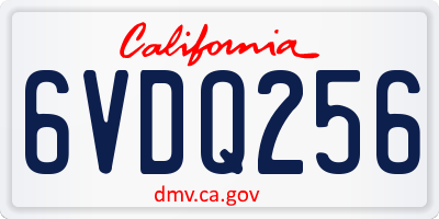 CA license plate 6VDQ256