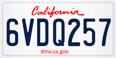 CA license plate 6VDQ257