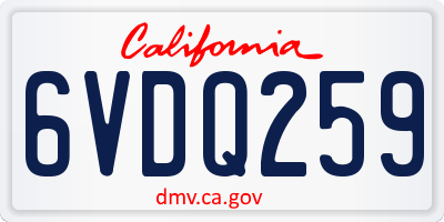 CA license plate 6VDQ259