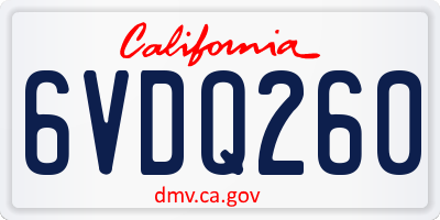 CA license plate 6VDQ260