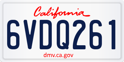 CA license plate 6VDQ261