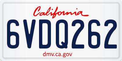 CA license plate 6VDQ262