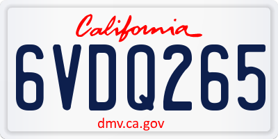 CA license plate 6VDQ265