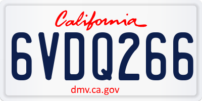 CA license plate 6VDQ266