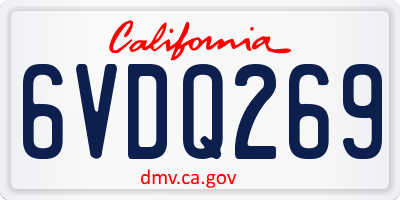 CA license plate 6VDQ269