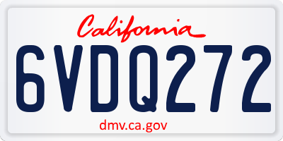 CA license plate 6VDQ272