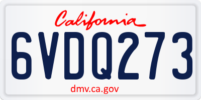 CA license plate 6VDQ273