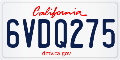 CA license plate 6VDQ275
