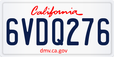 CA license plate 6VDQ276
