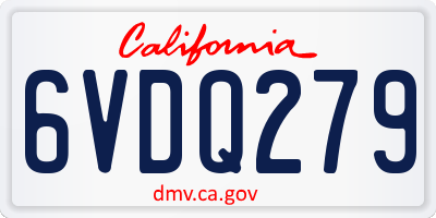CA license plate 6VDQ279