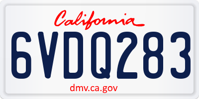 CA license plate 6VDQ283