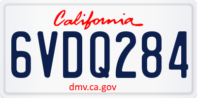 CA license plate 6VDQ284