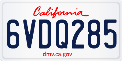 CA license plate 6VDQ285