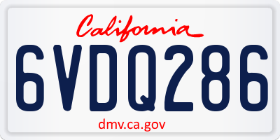 CA license plate 6VDQ286