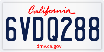 CA license plate 6VDQ288