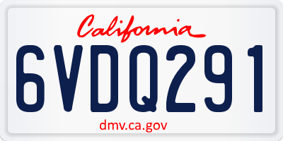 CA license plate 6VDQ291