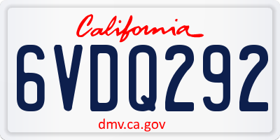 CA license plate 6VDQ292