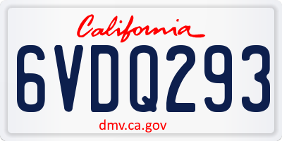 CA license plate 6VDQ293