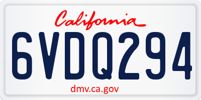 CA license plate 6VDQ294