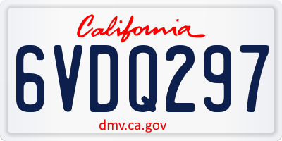 CA license plate 6VDQ297