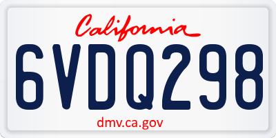 CA license plate 6VDQ298