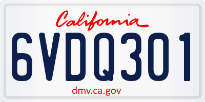 CA license plate 6VDQ301