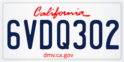 CA license plate 6VDQ302