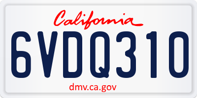 CA license plate 6VDQ310