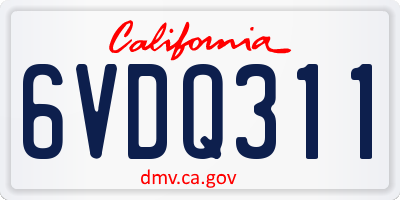 CA license plate 6VDQ311