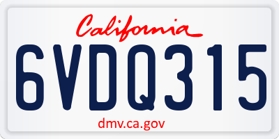 CA license plate 6VDQ315