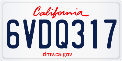 CA license plate 6VDQ317