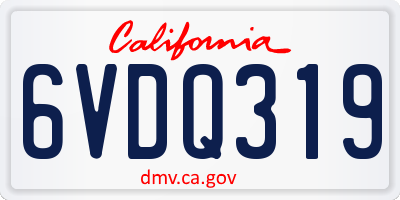CA license plate 6VDQ319
