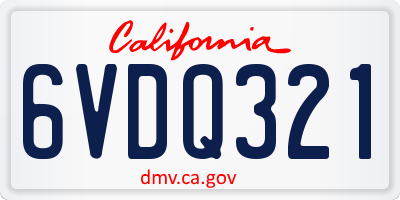CA license plate 6VDQ321